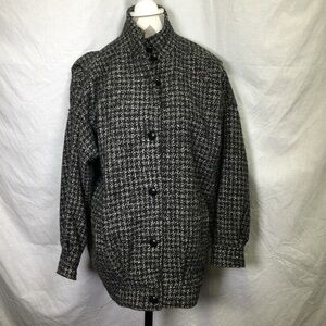 Womans Vintage Black White Button up Coat, Sz 5